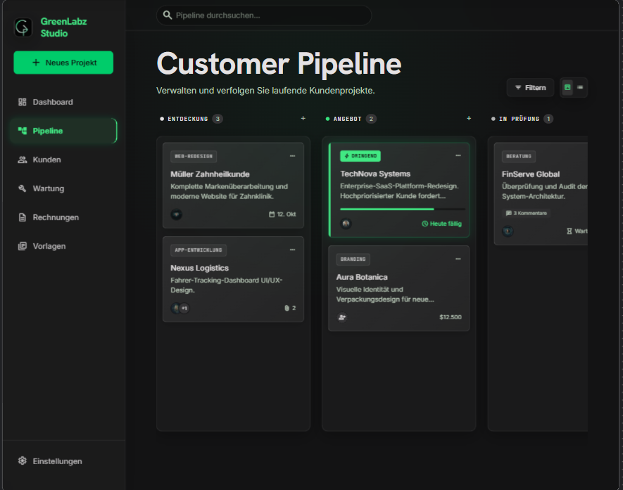 GreenLabz CRM Dashboard Preview