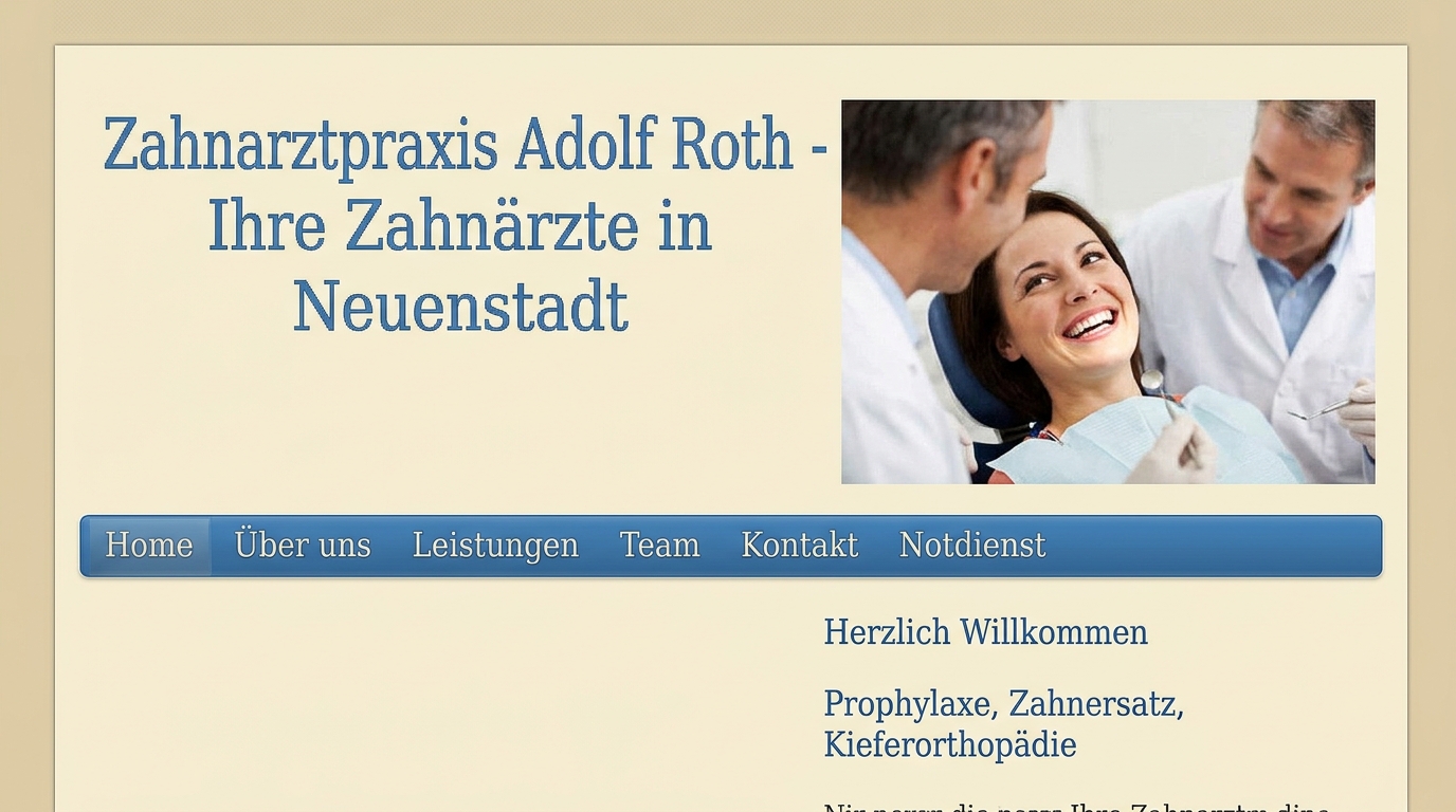 Zahnarzt Praxis Alte Website Vorher